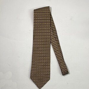 bill blass Navy and Gold Diamond-Grid Silk Tie